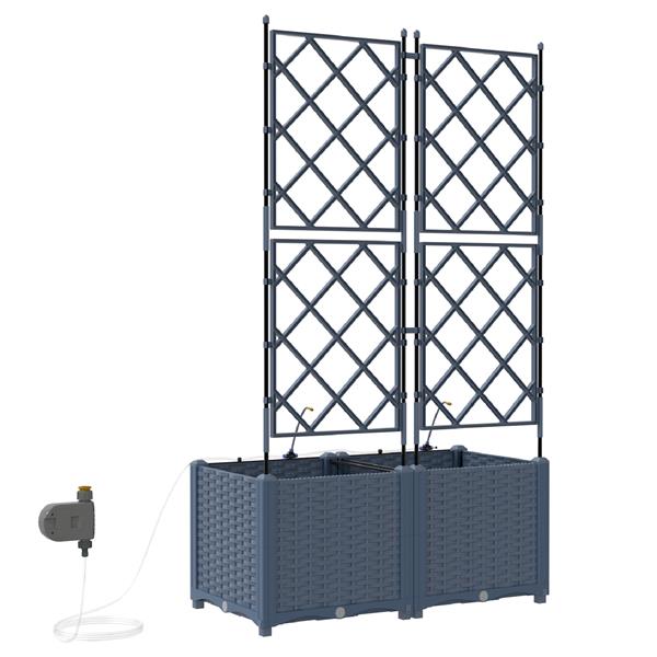 Grote foto vidaxl tuinplantbakken grijs 80 x 40 x 142 cm staal tuin en terras overige tuin en terras