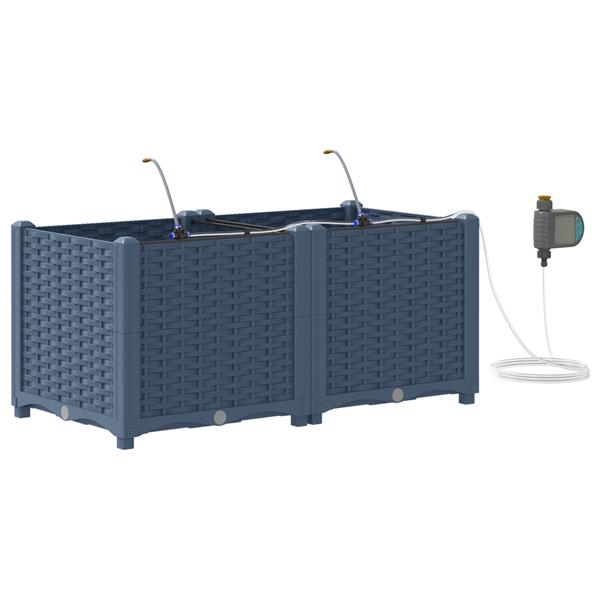 Grote foto vidaxl tuinplantbakken grijs 80 x 40 x 37.5 cm staal tuin en terras overige tuin en terras