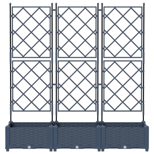 Grote foto vidaxl tuindruppel met trellis 3 pcs grijs 120 x 40 x 125 5 cm pp tuin en terras overige tuin en terras