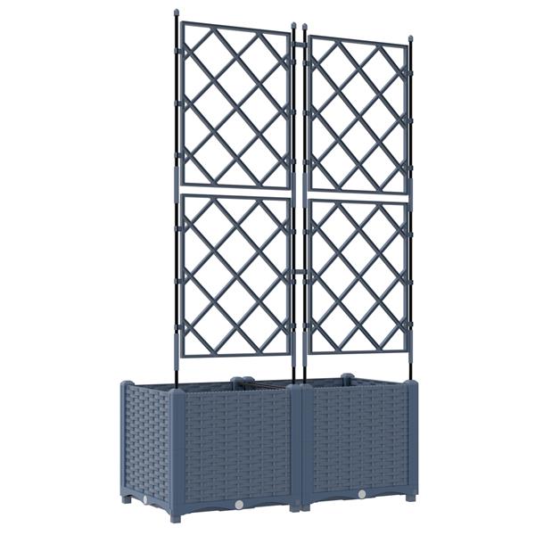 Grote foto vidaxl tuindruppel met trellis 2 pcs grijs 80 x 40 x 143 cm pp tuin en terras overige tuin en terras