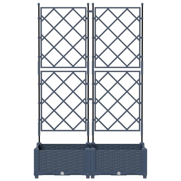 Grote foto vidaxl tuindruppel met trellis 2 pcs grijs 80 x 40 x 125 5 cm pp tuin en terras overige tuin en terras