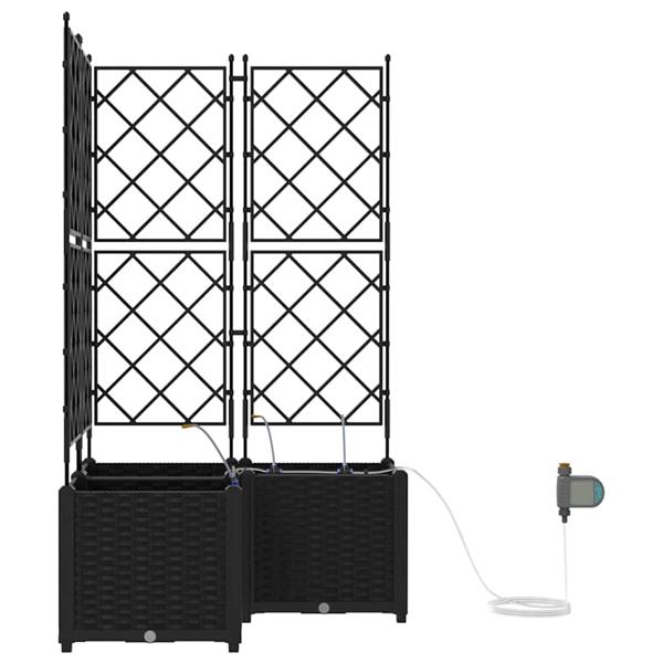 Grote foto vidaxl tuinplantbakken zwart 80 x 80 x 142 cm staal tuin en terras overige tuin en terras