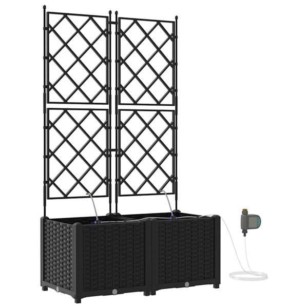 Grote foto vidaxl tuinplantbakken zwart 80 x 40 x 142 cm staal tuin en terras overige tuin en terras