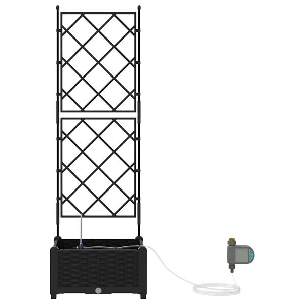 Grote foto vidaxl tuinplantbakken zwart 40 x 40 x 126 cm staal tuin en terras overige tuin en terras