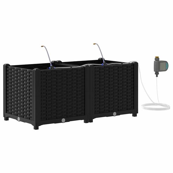 Grote foto vidaxl tuinplantbakken zwart 80 x 40 x 37.5 cm staal tuin en terras overige tuin en terras