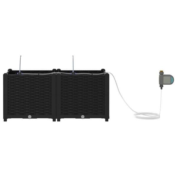 Grote foto vidaxl tuinplantbakken zwart 80 x 40 x 37.5 cm staal tuin en terras overige tuin en terras