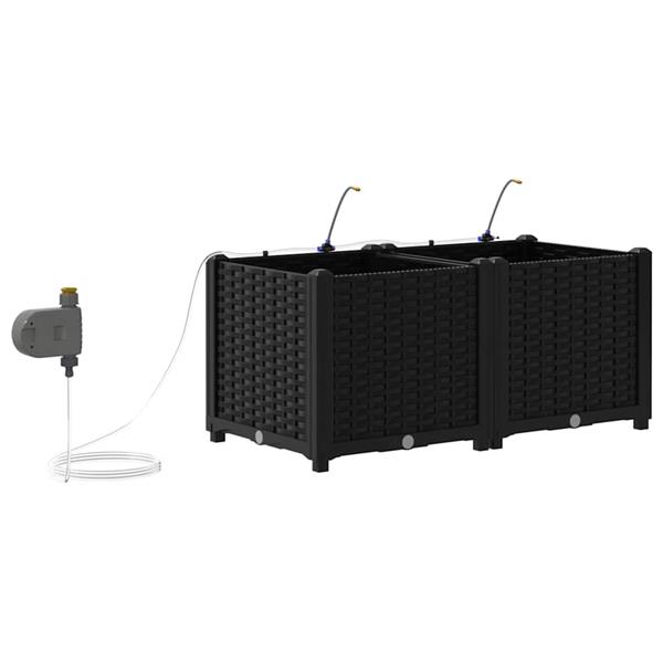 Grote foto vidaxl tuinplantbakken zwart 80 x 40 x 37.5 cm staal tuin en terras overige tuin en terras