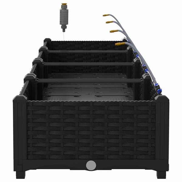 Grote foto vidaxl tuinplantbakken zwart 160 x 40 x 22 cm staal tuin en terras overige tuin en terras