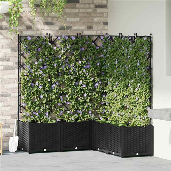 Grote foto vidaxl tuindruppel met trellis 5 pcs zwart 120 x 120 x 143 cm pp tuin en terras overige tuin en terras