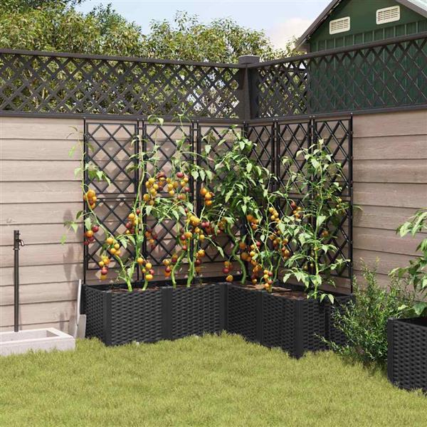 Grote foto vidaxl tuindruppel met trellis 5 pcs zwart 120 x 120 x 143 cm pp tuin en terras overige tuin en terras