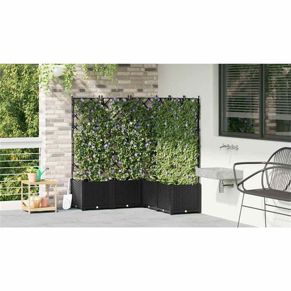 Grote foto vidaxl tuindruppel met trellis 5 pcs zwart 120 x 120 x 143 cm pp tuin en terras overige tuin en terras