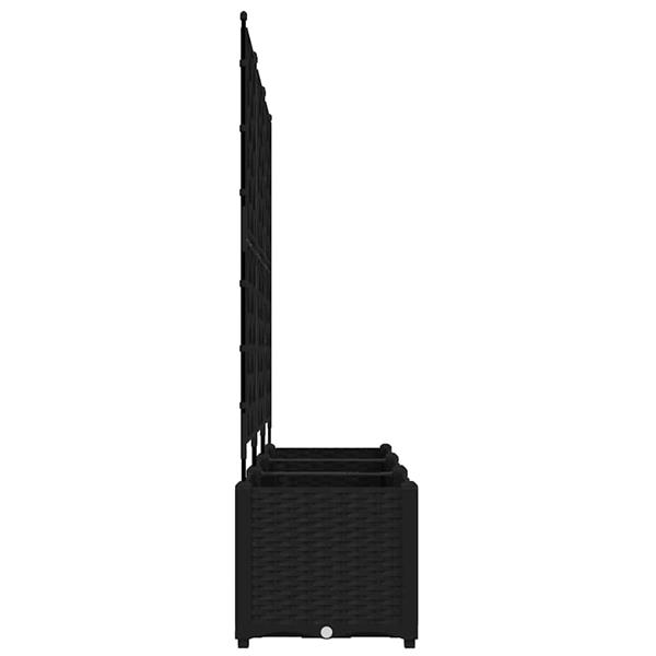 Grote foto vidaxl tuindruppel met trellis 3 pcs zwart 120 x 40 x 143 cm pp tuin en terras overige tuin en terras