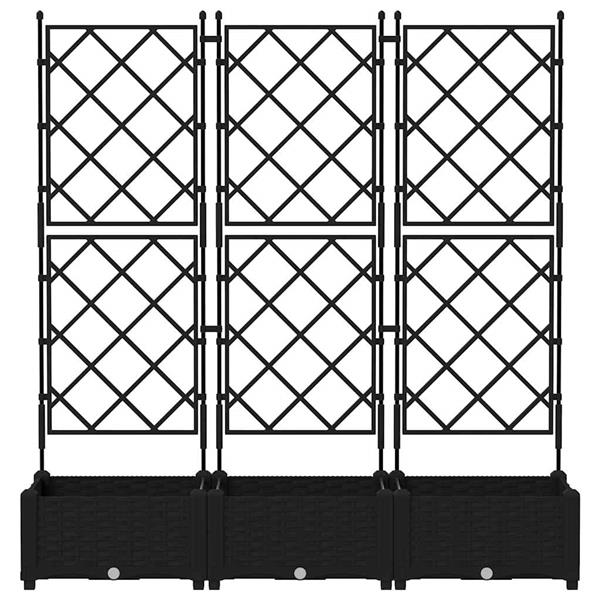 Grote foto vidaxl tuindruppel met trellis 3 pcs zwart 120 x 40 x 125 5 cm pp tuin en terras overige tuin en terras