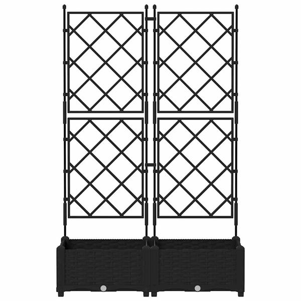 Grote foto vidaxl tuindruppel met trellis 2 pcs zwart 80 x 40 x 125 5 cm pp tuin en terras overige tuin en terras
