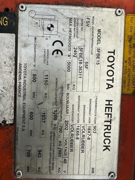 Grote foto vs 22415 elektrische triplex heftruck toyota 5fbe15 sideshift agrarisch heftrucks