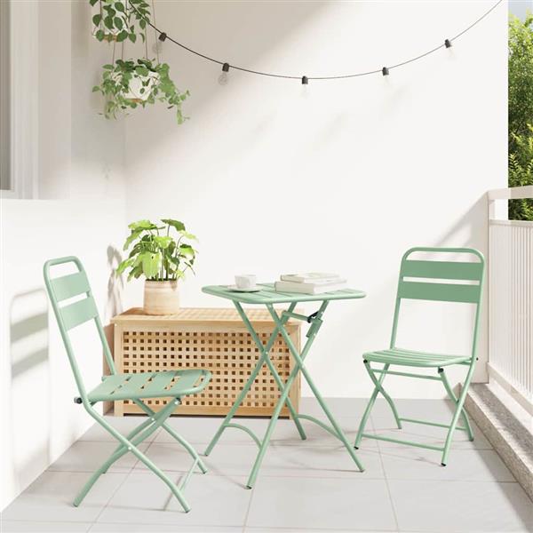 Grote foto vidaxl tuin opvouwbare stoel 2 pcs groen 55 x 56.5 x 91cm staal tuin en terras tuinmeubelen
