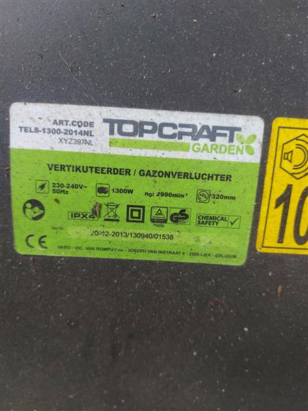 Grote foto elektrische verticuteermachine topcraft tuin en terras verticuteermachines