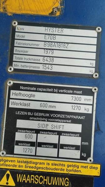 Grote foto hyster elektrisch e70b 3100kg triplo 7.20 mt agrarisch heftrucks
