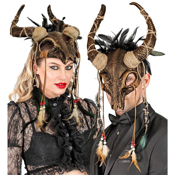 Grote foto halloween masker schedel met veren verzamelen overige verzamelingen
