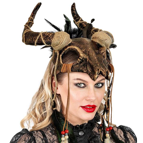 Grote foto halloween masker schedel met veren verzamelen overige verzamelingen