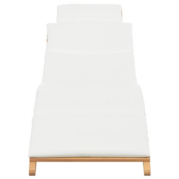Grote foto vidaxl ligstoel met kussen cr mewit 188 x 55 x 59 cm massief teakhout tuin en terras tuinmeubelen