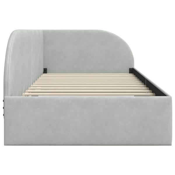 Grote foto vidaxl hoekbedframe met hoofdeinde lichtgrijs 90 cm x 200 cm fluweel antiek en kunst stoelen en banken