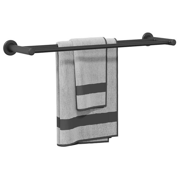 Grote foto vidaxl handdoekrek zwart 61 x 14.5 x 5 cm roestvrij staal huis en inrichting complete badkamers