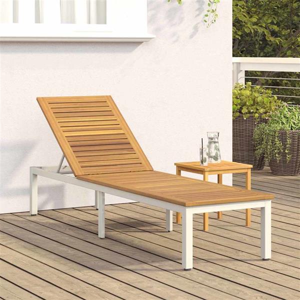 Grote foto vidaxl ligbed 1 persoon grijs 200 x 55 x 35cm massief acaciahout tuin en terras tuinmeubelen