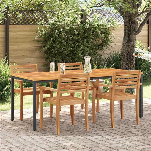 Grote foto vidaxl buitentafels naturel en zwart 200 x 90 x 75 cm tuin en terras tuinmeubelen