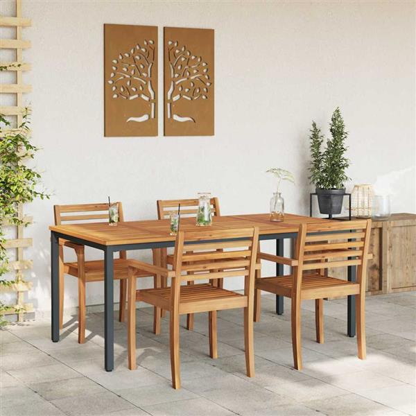 Grote foto vidaxl buitentafels naturel en zwart 180 x 90 x 75 cm tuin en terras tuinmeubelen