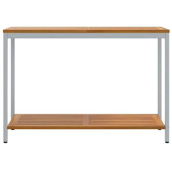 Grote foto vidaxl buiten tafel met opslag natuurlijk en grijs 110 x 35 x 75 cm tuin en terras tuinmeubelen