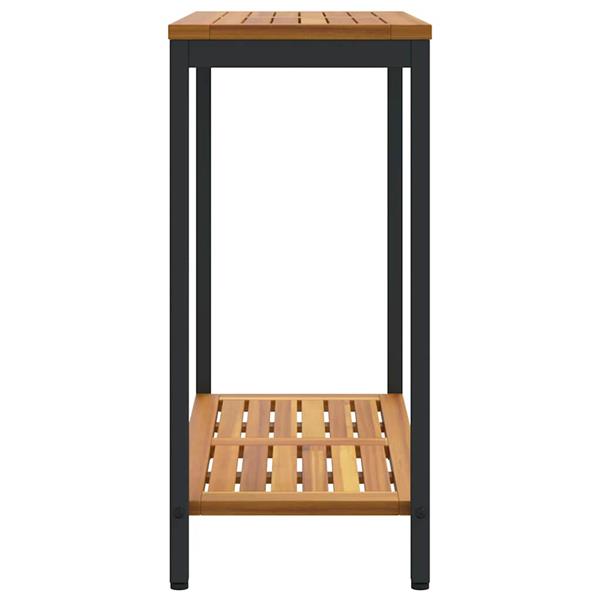 Grote foto vidaxl buiten tafel met opslag naturel en zwart 80 x 35 x 75 cm tuin en terras tuinmeubelen