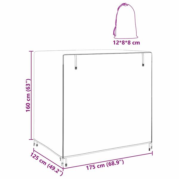 Grote foto vidaxl hoes voor buitenschommel zwart 175 x 125 x 160 cm 210d stof tuin en terras tuinmeubelen