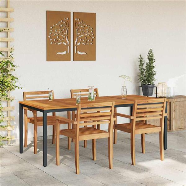 Grote foto vidaxl buitentafels naturel en zwart 200 x 90 x 75 cm tuin en terras tuinmeubelen