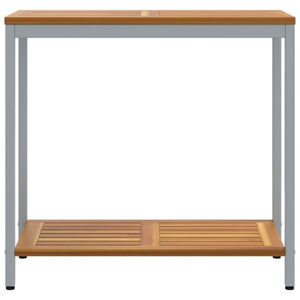 Grote foto vidaxl buiten tafel met opslag natuurlijk en grijs 80 x 35 x 75 cm tuin en terras tuinmeubelen