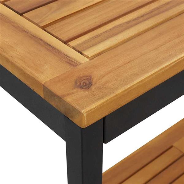 Grote foto vidaxl buiten tafel met opslag naturel en zwart 80 x 35 x 75 cm tuin en terras tuinmeubelen