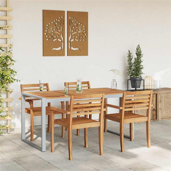 Grote foto vidaxl tuin eettafel grijs 160 x 80 x 75 cm tuin en terras tuinmeubelen