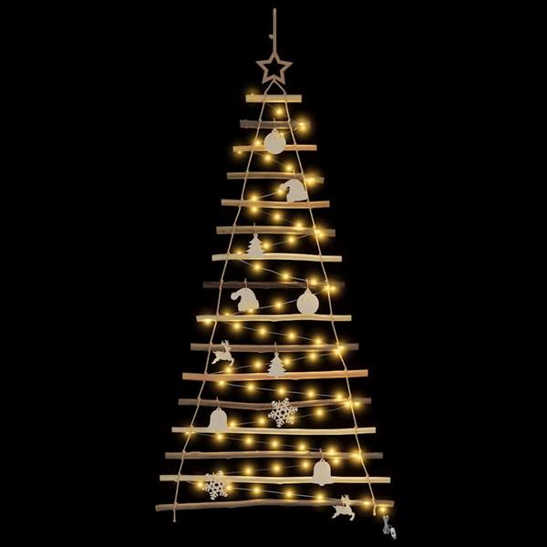 Grote foto vidaxl kerstboom met 80 led naturel 150 cm massief essenhout diversen overige diversen