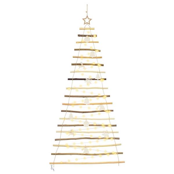 Grote foto vidaxl kerstboom met 100 led naturel 180 cm massief essenhout diversen overige diversen