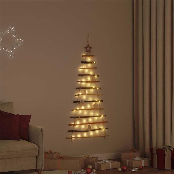 Grote foto vidaxl kerstboom met 50 led naturel 120 cm massief essenhout diversen overige diversen