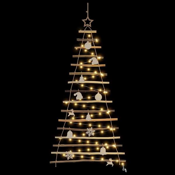Grote foto vidaxl kerstboom met 50 led naturel 120 cm massief essenhout diversen overige diversen