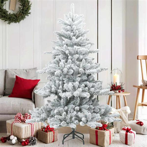 Grote foto vidaxl kunst kerstboom met geveerde takken sneeuw bedekt wit 150 cm diversen overige diversen