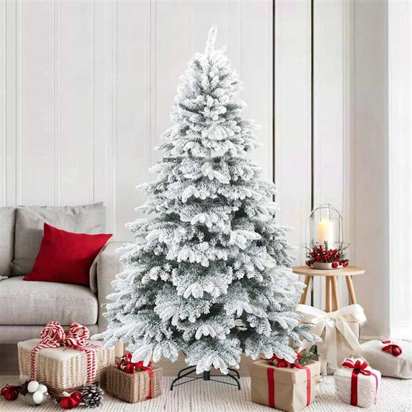Grote foto vidaxl moderne kunststof scharnierende kerstboom sneeuw bedekt wit diversen overige diversen