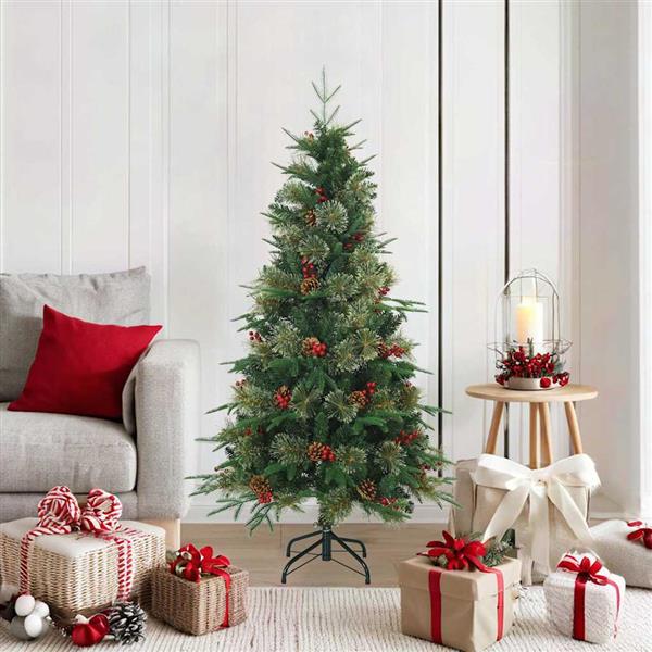 Grote foto vidaxl kunstmatige inklapbare kerstboom groen 150 cm pvc pe en staal diversen overige diversen