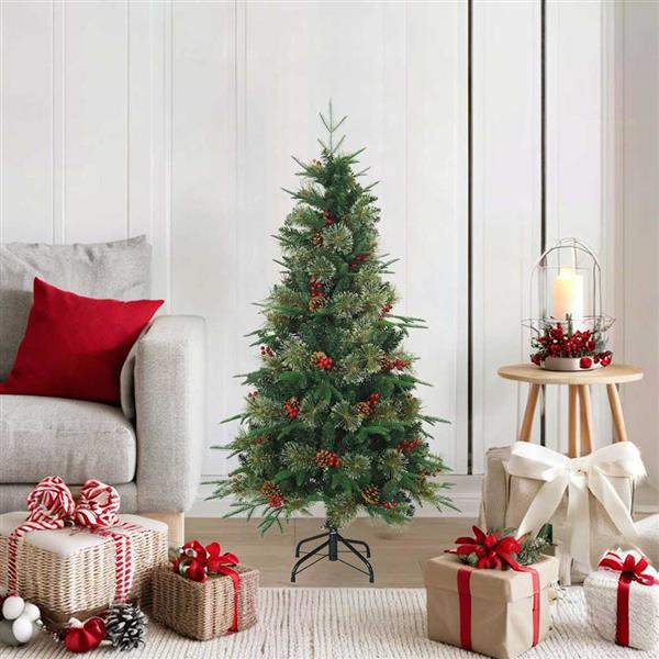 Grote foto vidaxl kunstmatige inklapbare kerstboom groen 120 cm pvc pe en staal diversen overige diversen