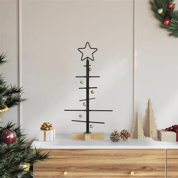 Grote foto vidaxl metalen kerstboom met standaard zwart 60 cm poedergecoat staal diversen overige diversen