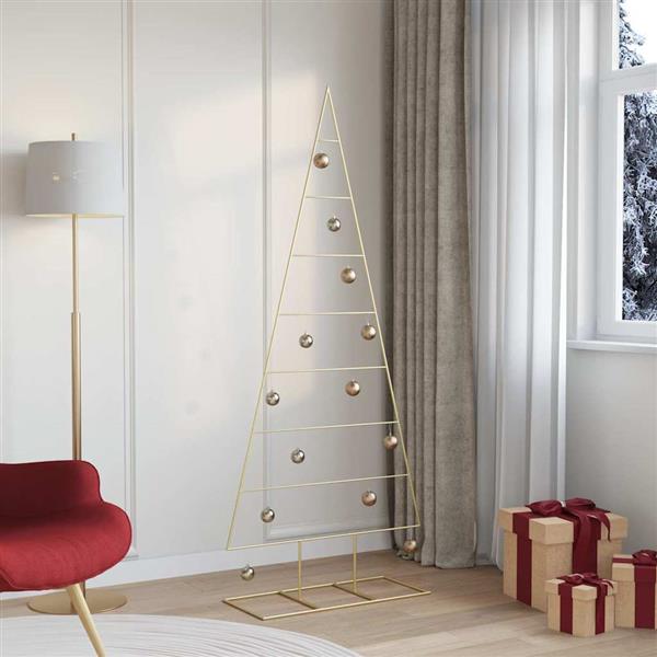 Grote foto vidaxl metalen kerstboom met standaard goud 180 cm poedergecoat staal diversen overige diversen