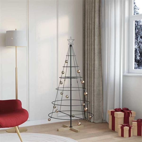 Grote foto vidaxl kerst cone boom met standaard zwart 150 cm staal diversen overige diversen