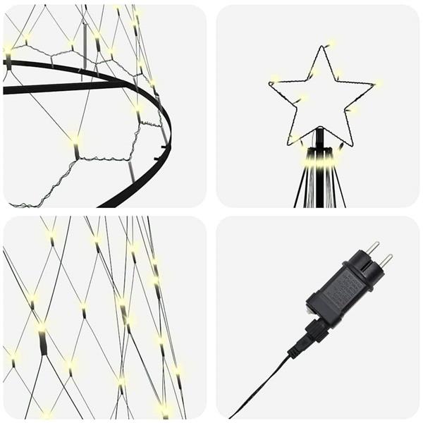 Grote foto vidaxl led kerstboom met 450 led warmwit 138.5 x 138.5 x 399 cm metaal diversen overige diversen