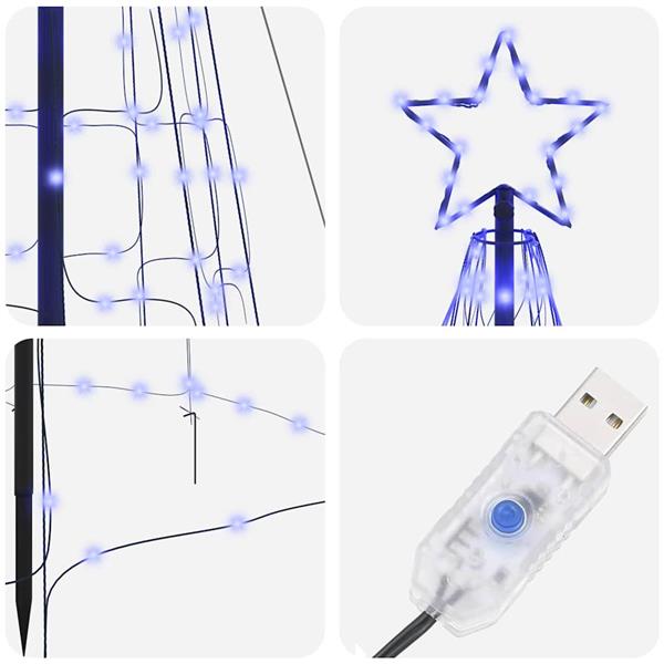 Grote foto vidaxl led kerstboom met grondspiesjes met 800 led blauw 400 cm ijzer diversen overige diversen